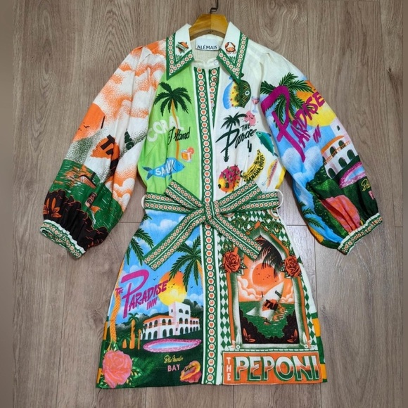 ALEMAIS Paradiso Printed Linen Mini Dress - Picture 6 of 14